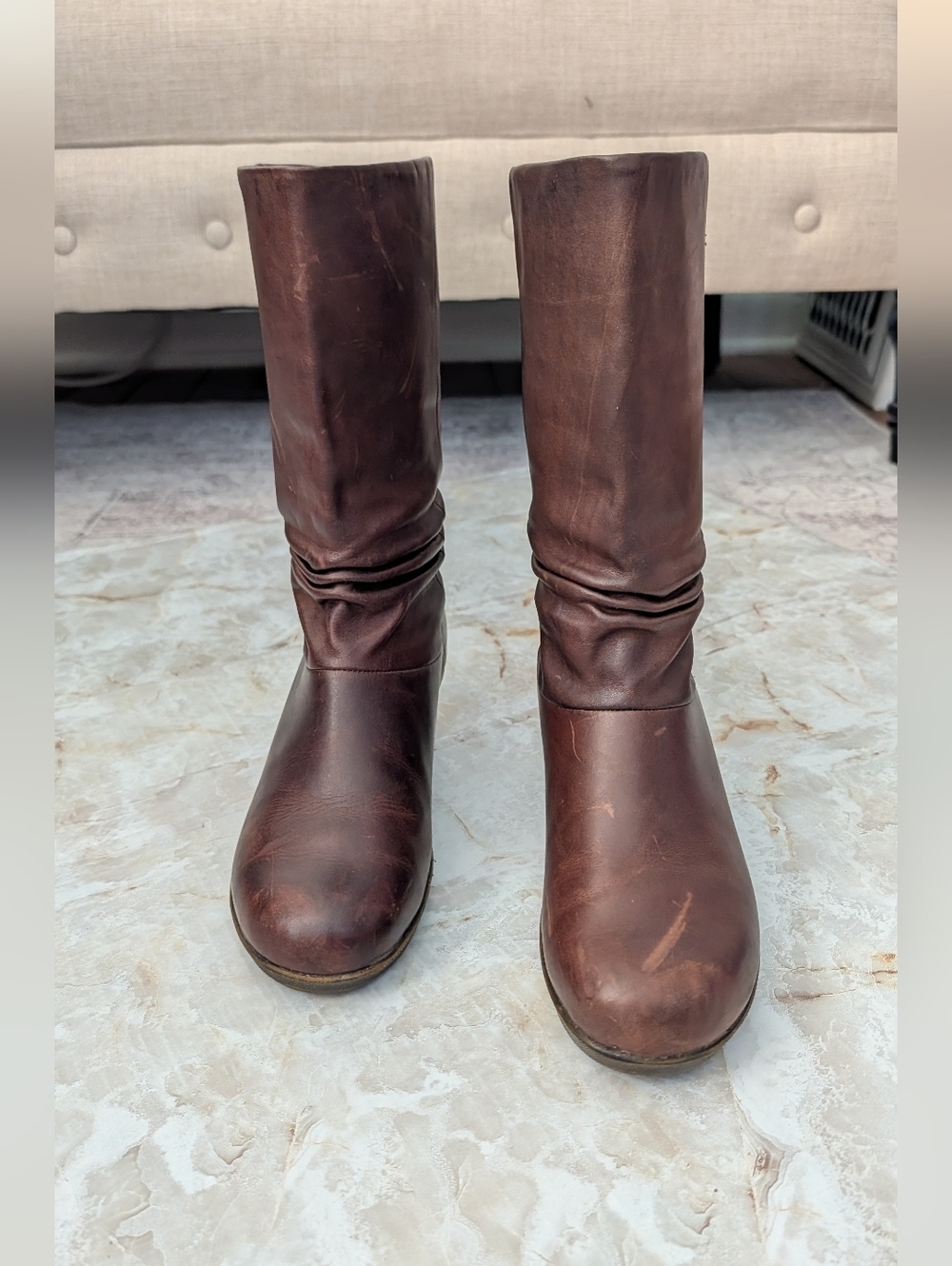 Keen Kate Slouch Women’s Brown Leather Mid Calf Wedge Boots Size US 9 - Picture 7 of 15